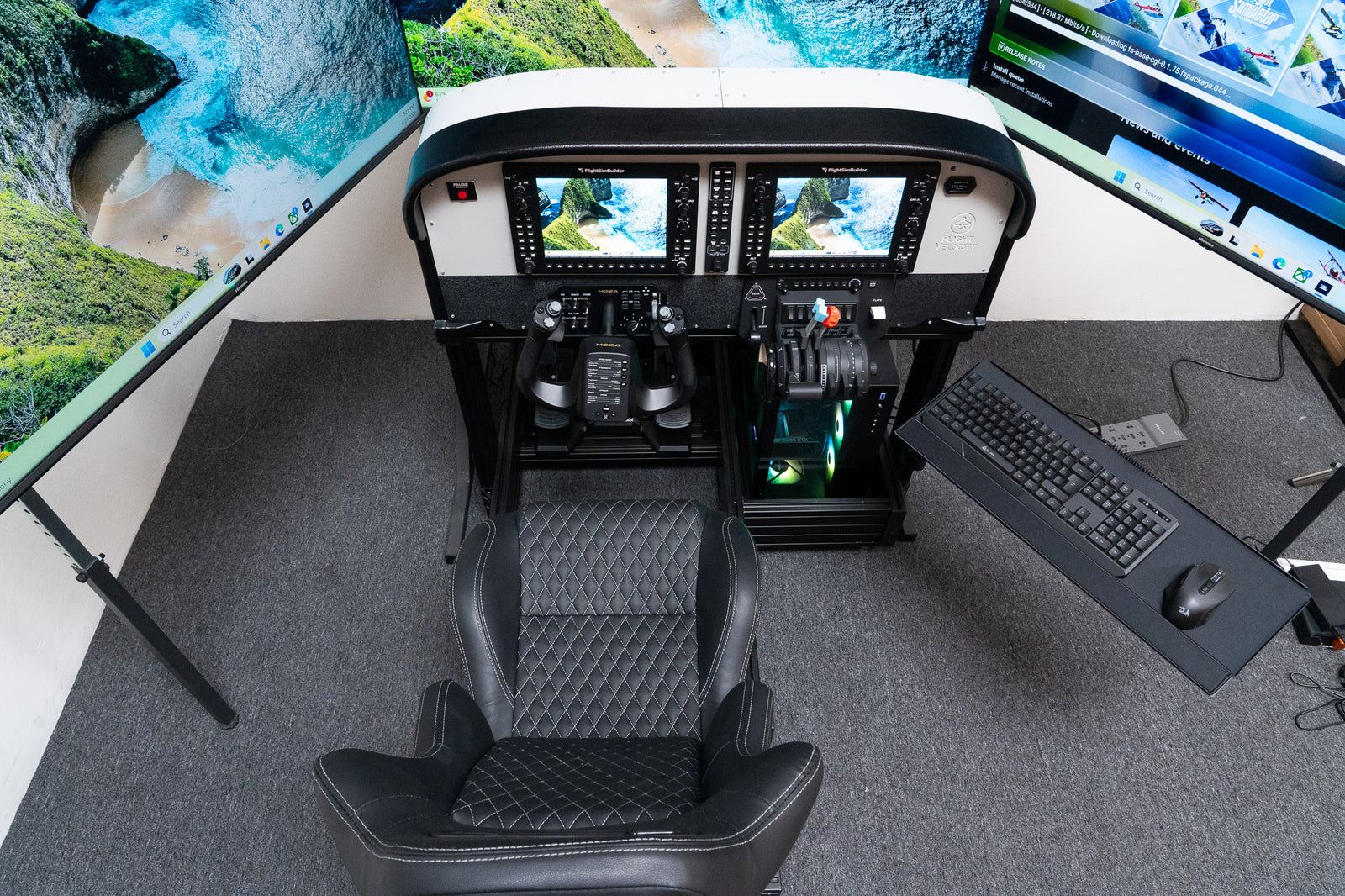 FlightSimBuilder Multi-Profile Simulator Kit Premium complete home flight simulator with force feedback yoke